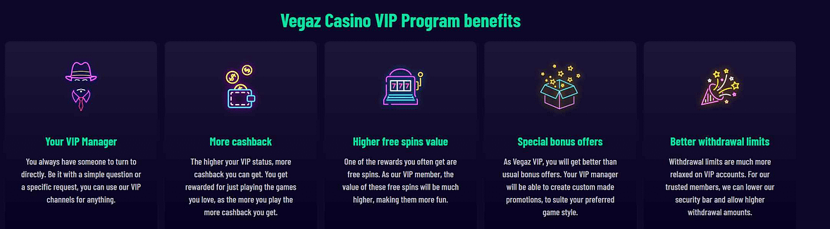Vegaz Casino VIP Program | Onlinecasinolabs.com